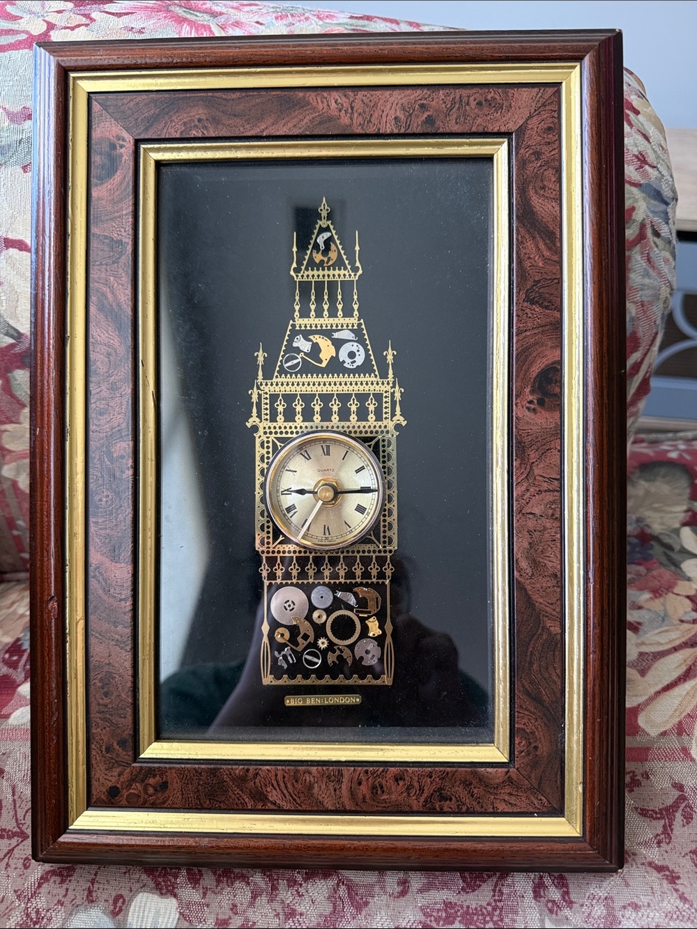 Ornate Gold & Black Tower Clock and Jewelry Box. Wall Art